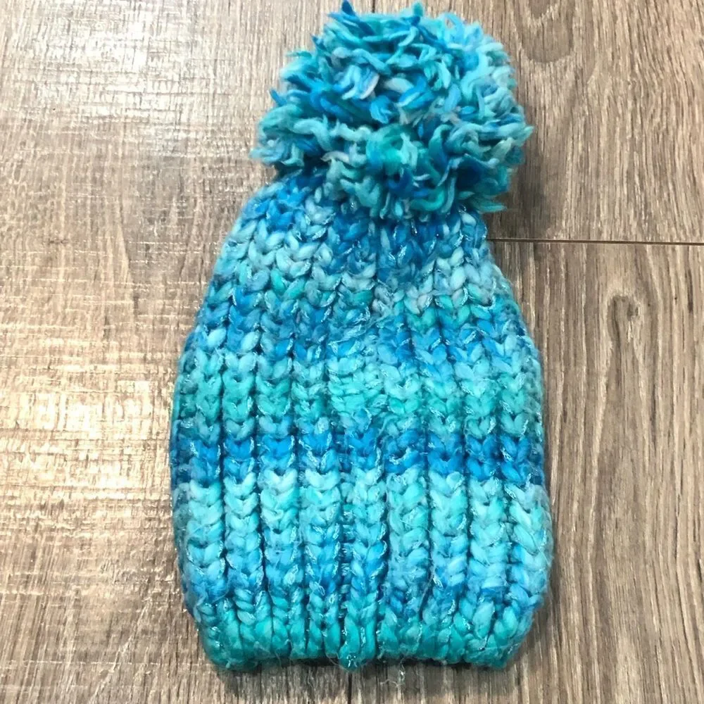 Beanie Size 7-8 Kids Vibrant Blue Knit Kids Beanie with Pom-Pom
